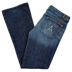 Vintage 7 For All Mankind 'A' Pocket Jeans 30 Low Rise Flare Y2K USA Made Denim